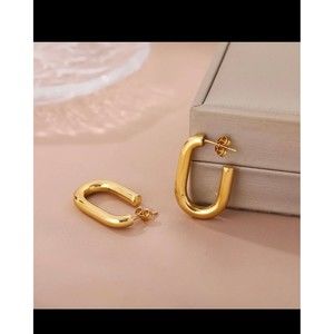 Round Planting Stainless Steel 18K gold‎ plated Hoop Earrings